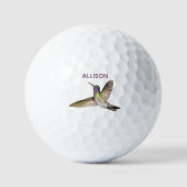 Kleurrijke Hummingbird Flying Monogram Naam Golfballen (Voorkant)