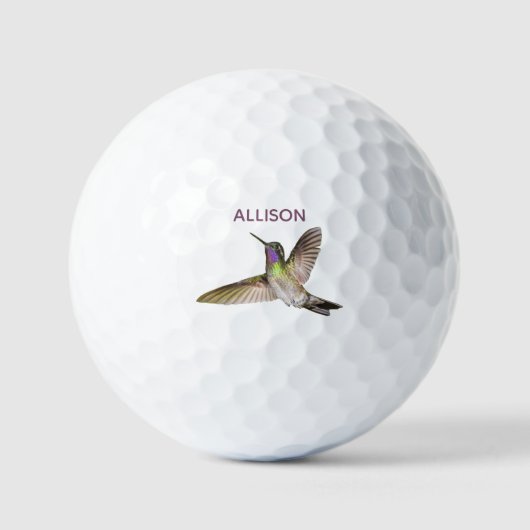 Kleurrijke Hummingbird Flying Monogram Naam Golfballen (Voorkant)