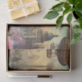 Kleurrijke Hummingbird Steampunk Skyscape Decoupag Tissuepapier (Geschenk)