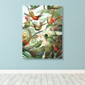 Kleurrijke Hummingvogels  Afdruk van gevlekt doek Canvas Afdruk (Insitu (Houten vloer))