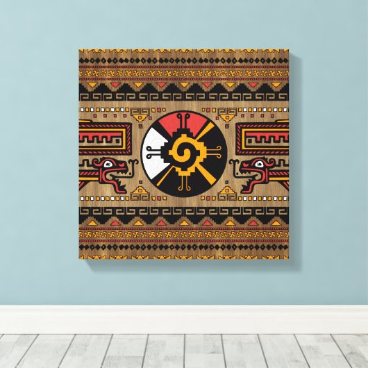 Kleurrijke Hunab Ku Mayan symbool #5 Canvas Afdruk (Insitu (Houten vloer))