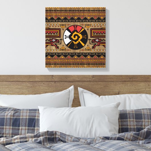 Kleurrijke Hunab Ku Mayan symbool #5 Canvas Afdruk (Insitu (Slaapkamer))