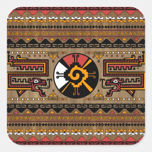 Kleurrijke Hunab Ku Mayan symbool #5 Vierkante Sticker (Voorkant)