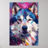 Kleurrijke Husky kunst Poster (Voorkant)