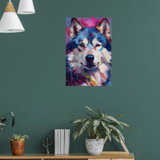 Kleurrijke Husky kunst Poster (Woonkamer 1)