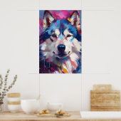Kleurrijke Husky kunst Poster (Keuken)