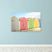 Kleurrijke hutten op strand canvas afdruk (Insitu (Houten vloer))