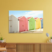 Kleurrijke hutten op strand canvas afdruk (Insitu (Woonkamer))