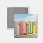 Kleurrijke hutten op strand magneet (Voorkant / Achterkant)