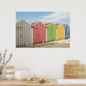 Kleurrijke hutten op strand poster (Keuken)