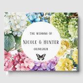 Kleurrijke Hydrangea Bloemen Vlinder Bruiloft Gastenboek (Voorkant)
