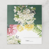 Kleurrijke Hydrangea en Vlinder Trouwtafel Plaatskaartje (Buitenkant ongevouwen)