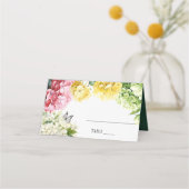 Kleurrijke Hydrangea en Vlinder Trouwtafel Plaatskaartje (Voorkant)