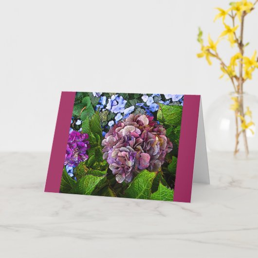 Kleurrijke Hydrangea Flower Kaart (Gele Bloem)
