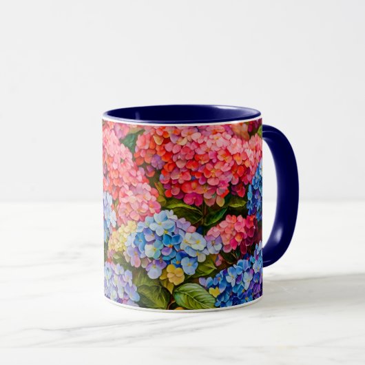 Kleurrijke Hydrangea Flowers Art Mok Cup (Voorkant rechts)