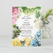 Kleurrijke Hydrangea vlinder Vrijgezellenfeest Kaart (Staand voorkant)