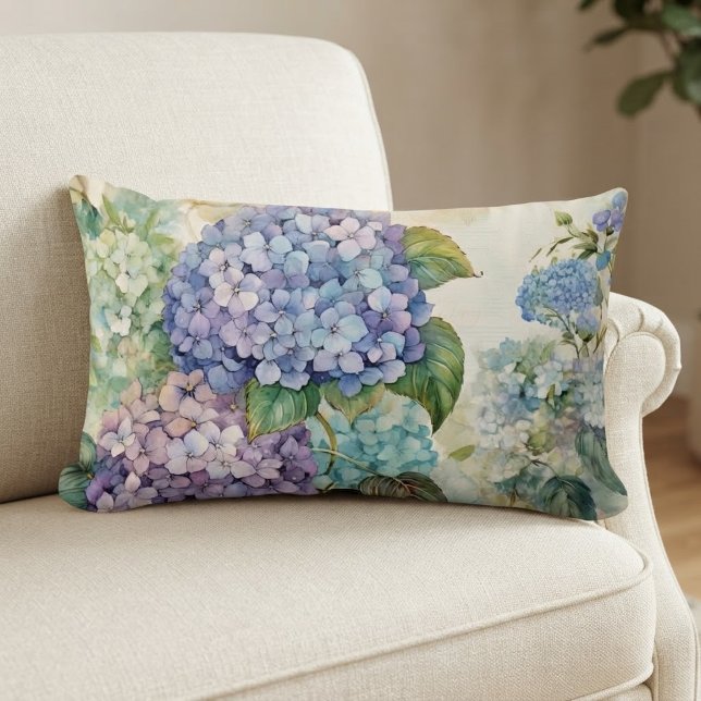 Kleurrijke hydrangea's waterverf  kussen (Creator heeft geüpload)