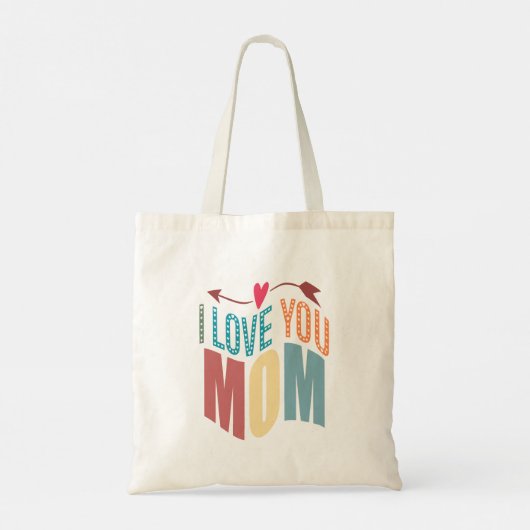 Kleurrijke I Love You Mom & Heart & Arrow Tote Bag (Achterkant)