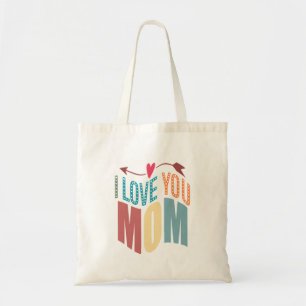 Kleurrijke I Love You Mom & Heart & Arrow Tote Bag