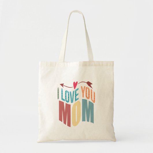 Kleurrijke I Love You Mom & Heart & Arrow Tote Bag (Voorkant)