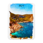 Kleurrijke Ibiza Spanje Waterverf Landschap Magneet (Verticaal)