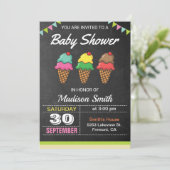 Kleurrijke Ice Cream Baby shower Uitnodiging (Staand voorkant)