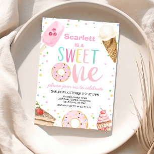 Kleurrijke Ice Cream Cake Zoet Een 1e Verjaardag Kaart