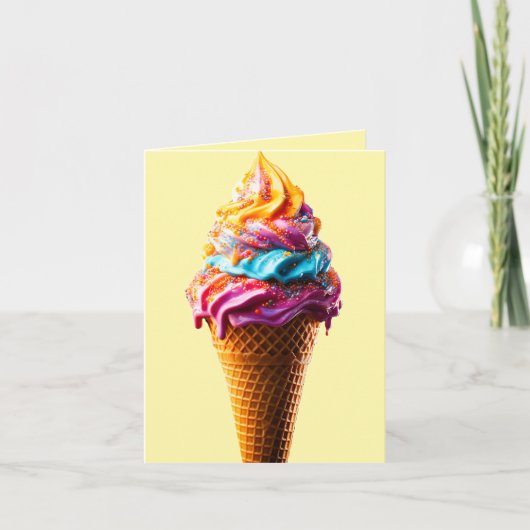 Kleurrijke Ice Cream Cone Bedankkaart (Voorkant)