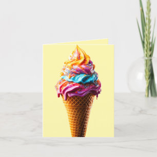 Kleurrijke Ice Cream Cone Bedankkaart