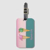 Kleurrijke Ice Cream Cones Cactus Roze Flamingo's Bagagelabel (Voorkant (verticaal))