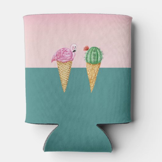 Kleurrijke Ice Cream Cones Cactus Roze Flamingo's Blikjeskoeler (Achterkant)