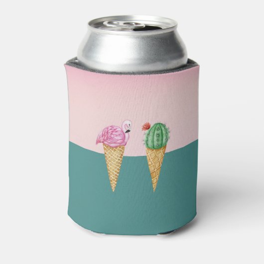 Kleurrijke Ice Cream Cones Cactus Roze Flamingo's Blikjeskoeler (Blikje Achterkant)