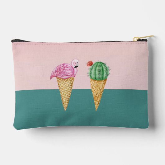 Kleurrijke Ice Cream Cones Cactus Roze Flamingo's Etui (Achterkant)