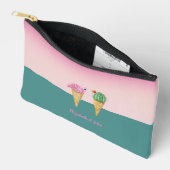 Kleurrijke Ice Cream Cones Cactus Roze Flamingo's Etui (Open)