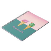 Kleurrijke Ice Cream Cones Cactus Roze Flamingo's Notitieboek (Linkerzijde)