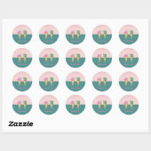 Kleurrijke Ice Cream Cones Cactus Roze Flamingo's Ronde Sticker (Vel)