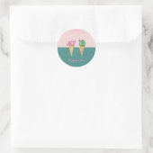 Kleurrijke Ice Cream Cones Cactus Roze Flamingo's Ronde Sticker (Tas)