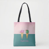 Kleurrijke Ice Cream Cones Cactus Roze Flamingo's Tote Bag (Voorkant)