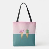 Kleurrijke Ice Cream Cones Cactus Roze Flamingo's Tote Bag (Achterkant)