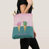 Kleurrijke Ice Cream Cones Cactus Roze Flamingo's Tote Bag (Dichtbij)