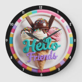 Kleurrijke Ice Cream Fun Sprinkles Vriendelijk Ber Grote Klok (Voorkant)