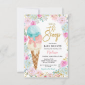 Kleurrijke Ice Cream Pastel Flowers Baby shower Kaart (Voorkant)