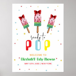 Kleurrijke Ice Cream Ready Pop Baby shower Welkom Poster