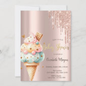 Kleurrijke Ice Cream Roos Gold Sweets Baby shower Kaart (Voorkant)