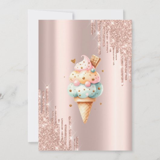 Kleurrijke Ice Cream Roos Gold Sweets Baby shower Kaart (Achterkant)