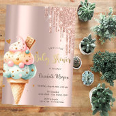 Kleurrijke Ice Cream Roos Gold Sweets Baby shower Kaart