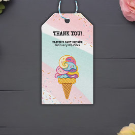 Kleurrijke Ice Cream Scoop Sprinkles Baby shower Cadeaulabel