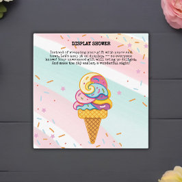 Kleurrijke Ice Cream Scoop Sprinkles Baby shower Informatiekaartje