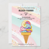 Kleurrijke Ice Cream Scoop Sprinkles Baby shower Kaart (Voorkant)