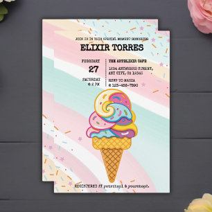 Kleurrijke Ice Cream Scoop Sprinkles Baby shower Kaart